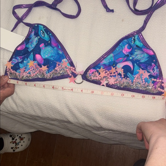 #73 Rolita couture Purple and Blue Star Embellished Bikini Top - Picture 6 of 7